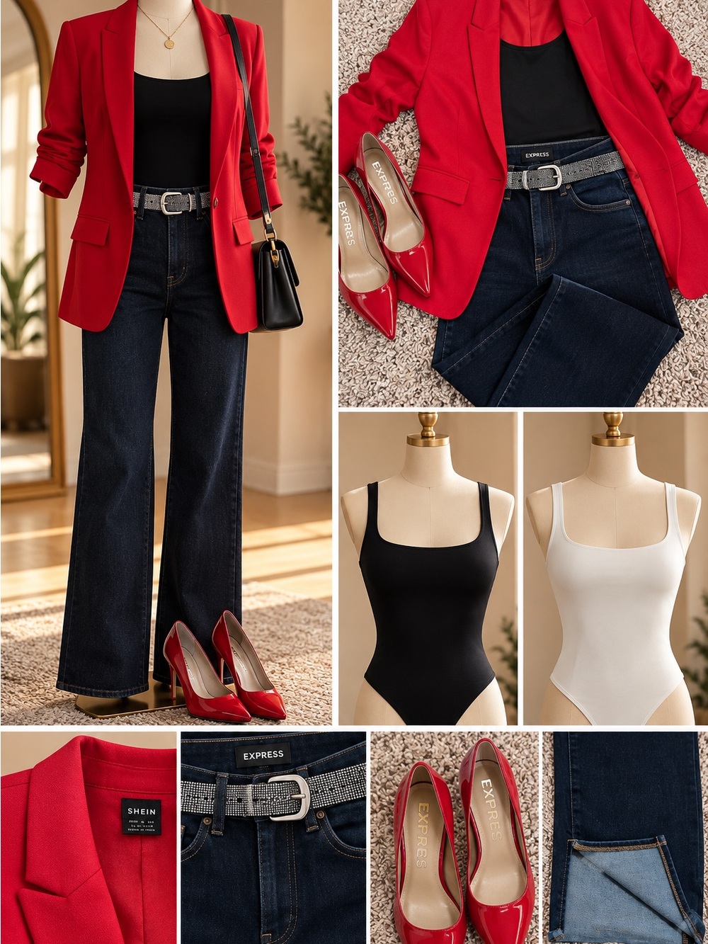 Complete Workwear Outfit Bundle Express Jeans SHEIN Blazer Heels Sz 12/L/8